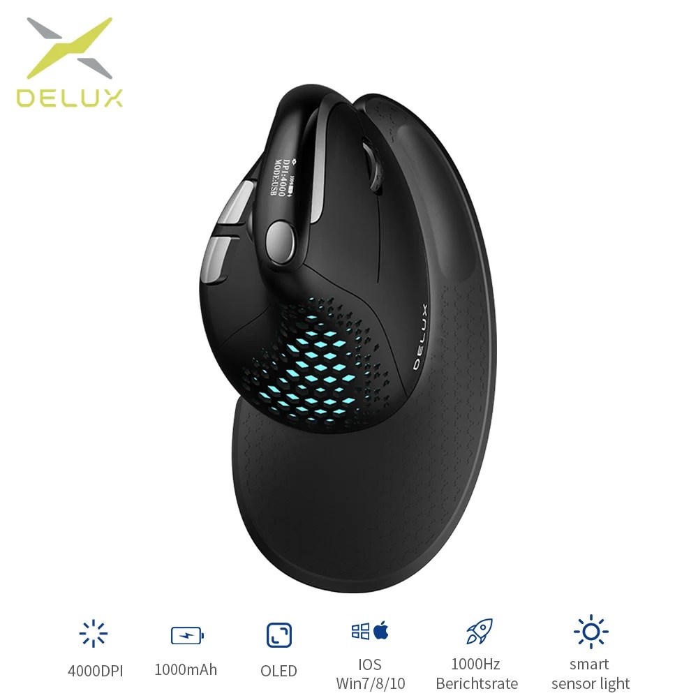 Ergonomic Mouse Vertical - Delux M618XSD Seeker Ergonomic Vertical Mouse