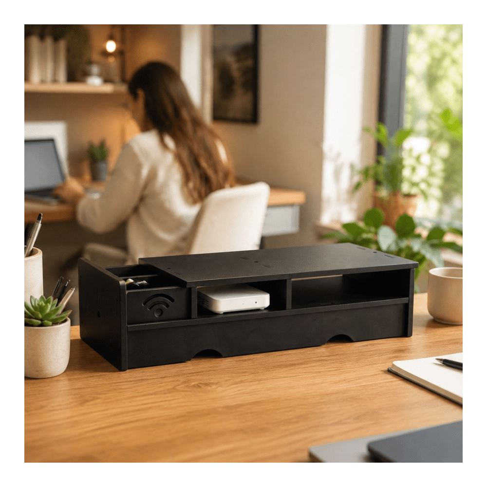 Black Matte WiFi Router Storag - Office Tech And Space recension och pris